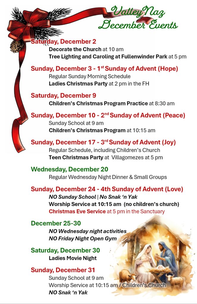 December Events - Valley Church of the Nazarene